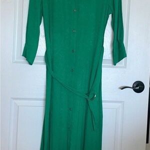 Zara Maxi Midi Green Dress Long Sleeves.  New